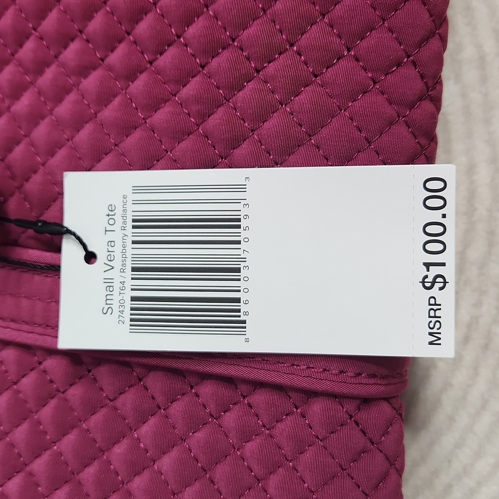 Vera Bradley Performance Twill Small Vera Tote in Raspberry Radiance - Picture 7 of 7